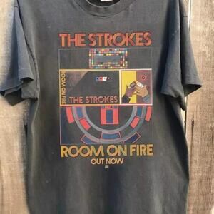 The Strokes Rock Band Retro Tee Classic Style Unisex Charcoal Distressed Shirt